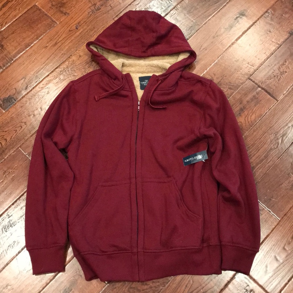 Men’s Faded Glory Burgundy Lined Hoodie Size Small  New